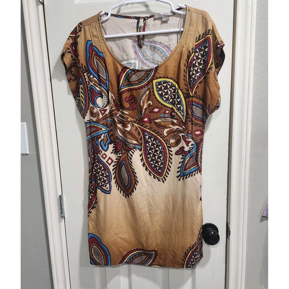 Love 21 Forever 21 Paisley Boho Dress‎ Womens S Brown Multicolor Tunic